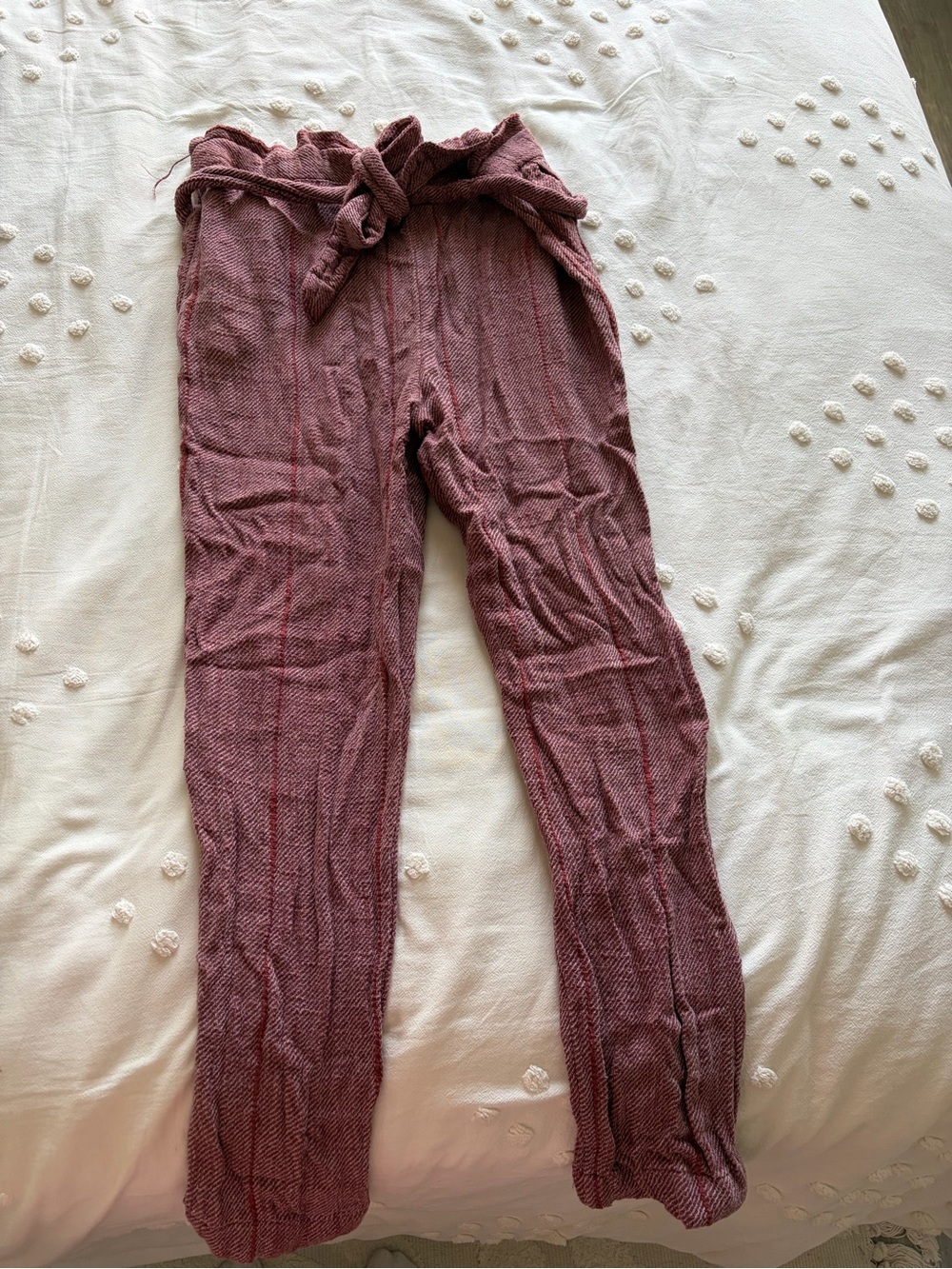 Free People Mauve Ribbed Paperbag Waist Capris